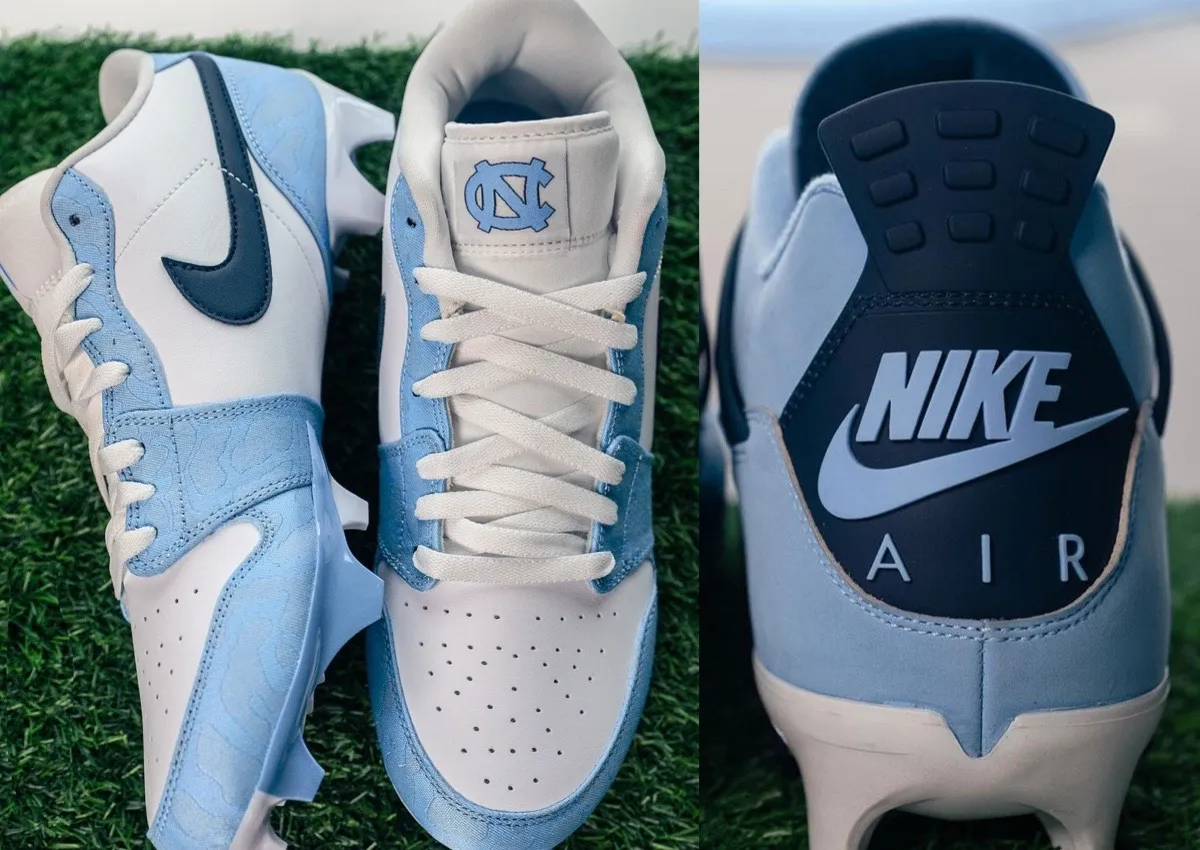 UNC Tar Heels Reveal Air Jordan 4 and Air Jordan 1 Low Cleats For 2025 Season