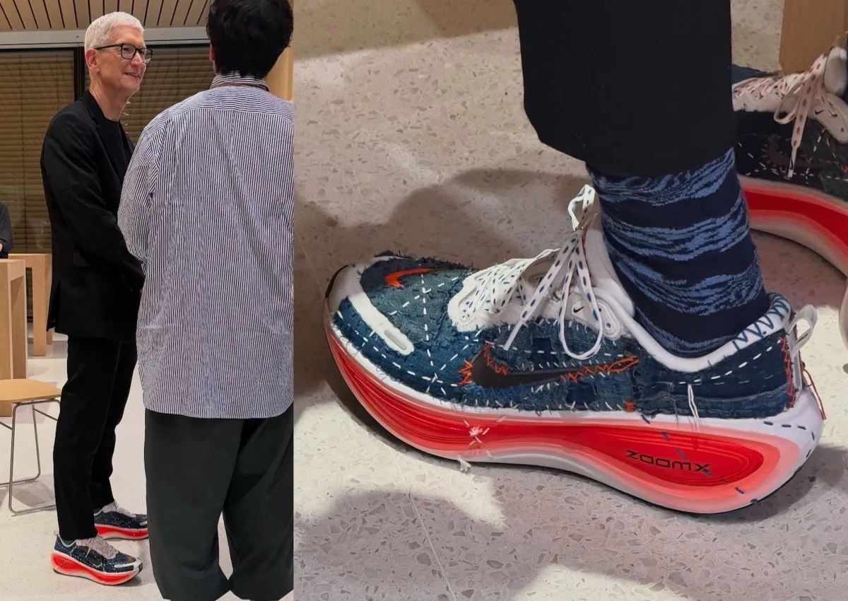 Tim Cook Spotted in Custom Sashiko Nike Vomero Plus at Apple Ginza