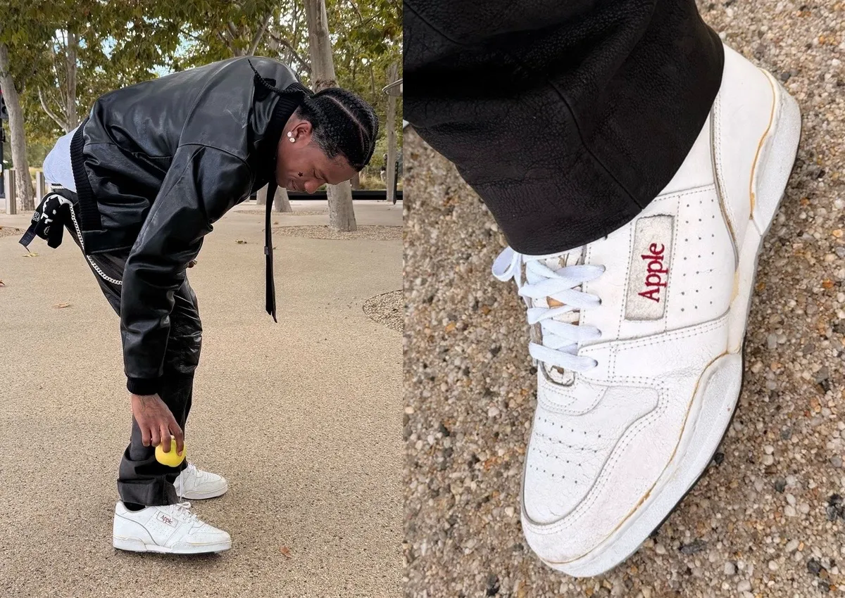 Travis Scott Attends Apple Event Wearing Vintage Apple Sneakers