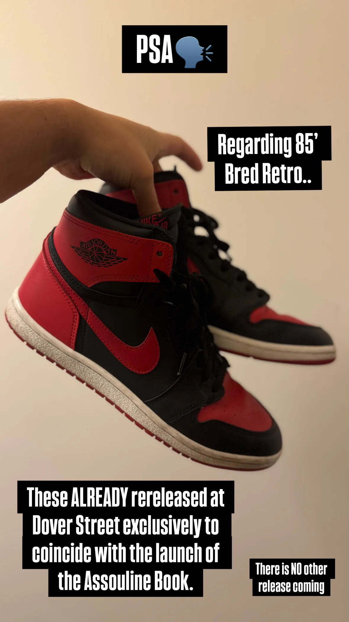 Air Jordan 1 High 85 Bred Has No Wider Release Planned (2025)