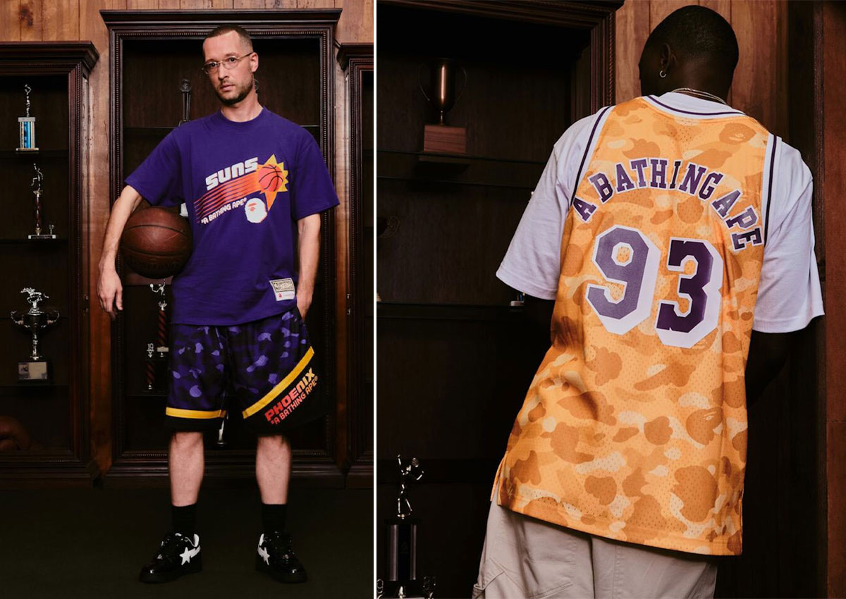 BAPE x Mitchell & Ness x NBA FW25 Collection Reimagines Four NBA Teams