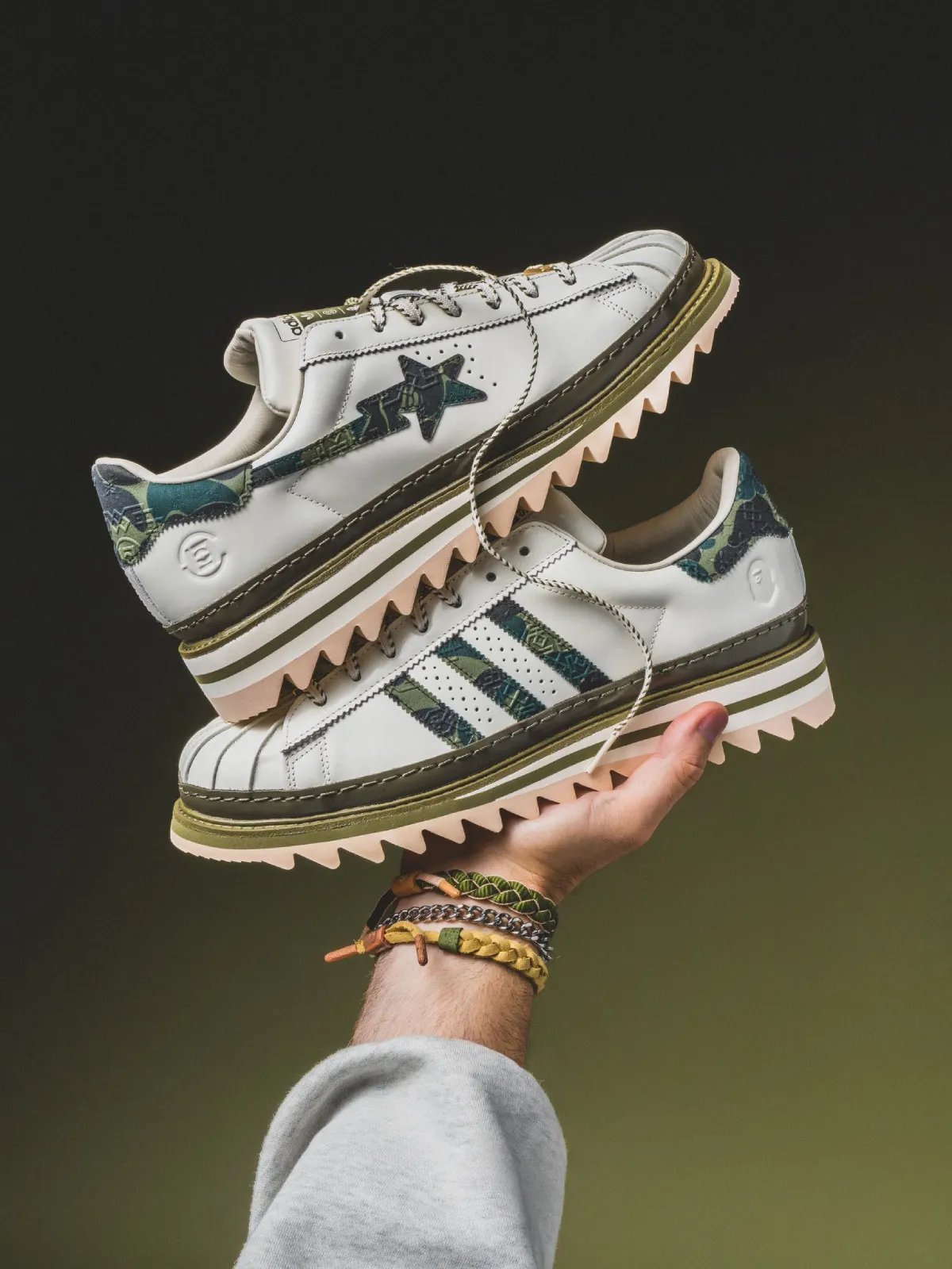 CLOT BAPE adidas Superstar Green Camo Release Date