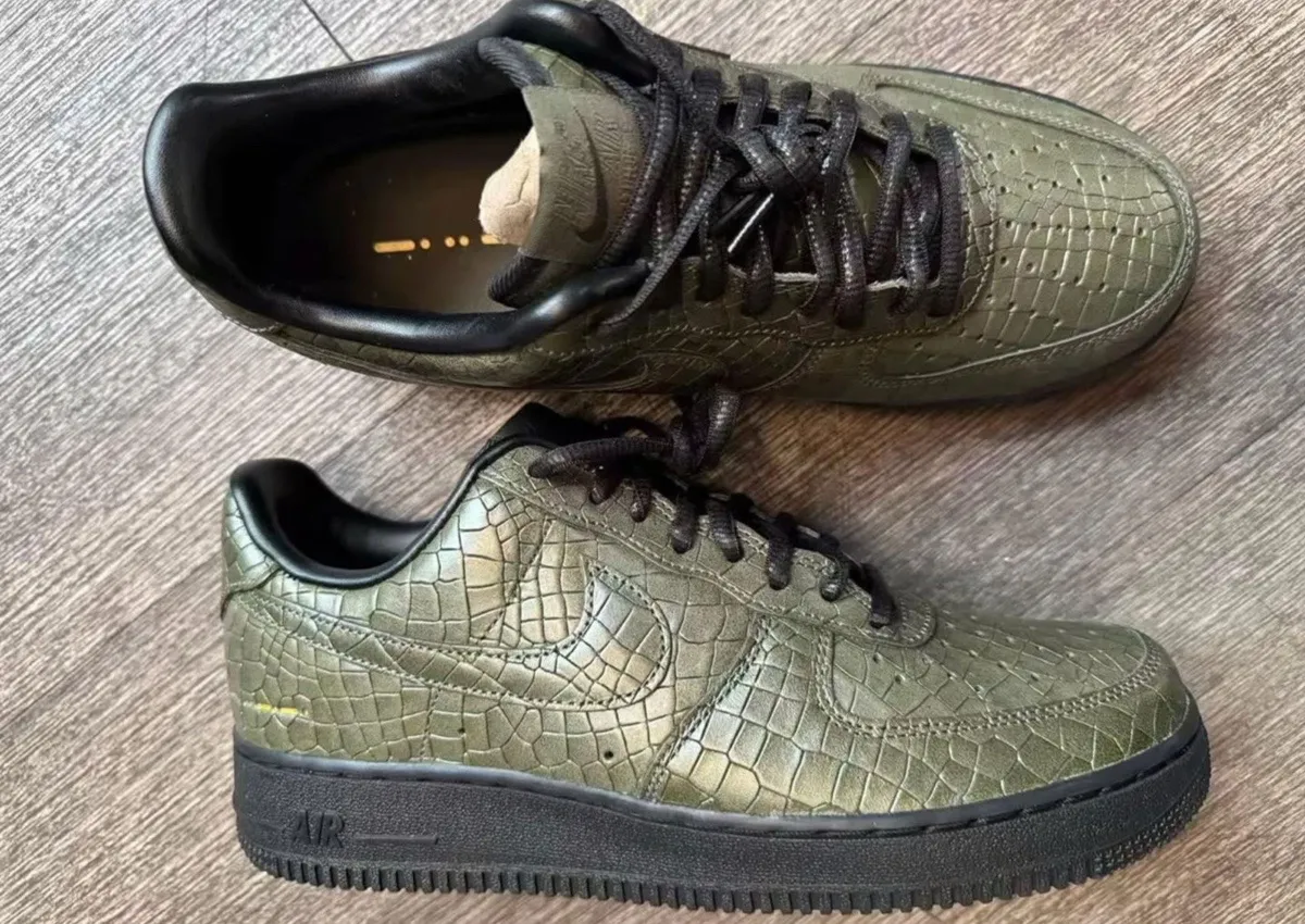 Nike Air Force 1 Low Morse Code Surfaces With Green Croc Skin