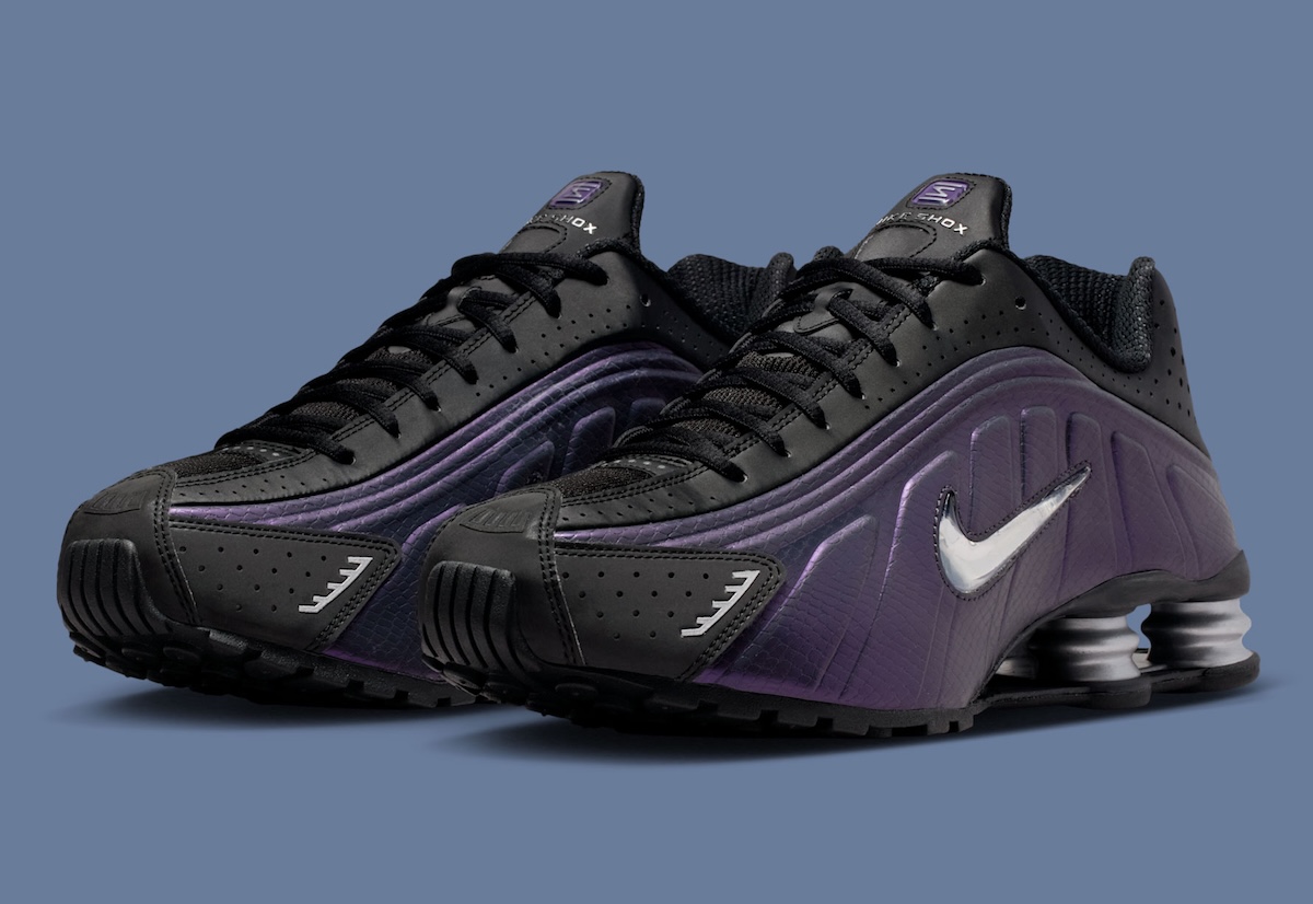 Nike Shox R4 “Purple Dynasty” Pairs Faux-Reptile Texture With Jewel Details