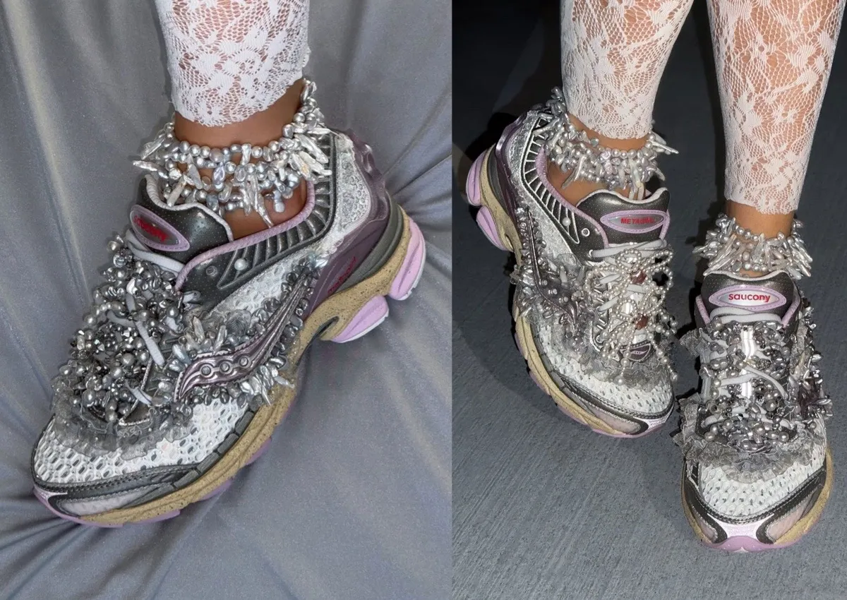 Metagirl Pushes Saucony Paramount Into High Fashion With Pearl-Heavy Customs