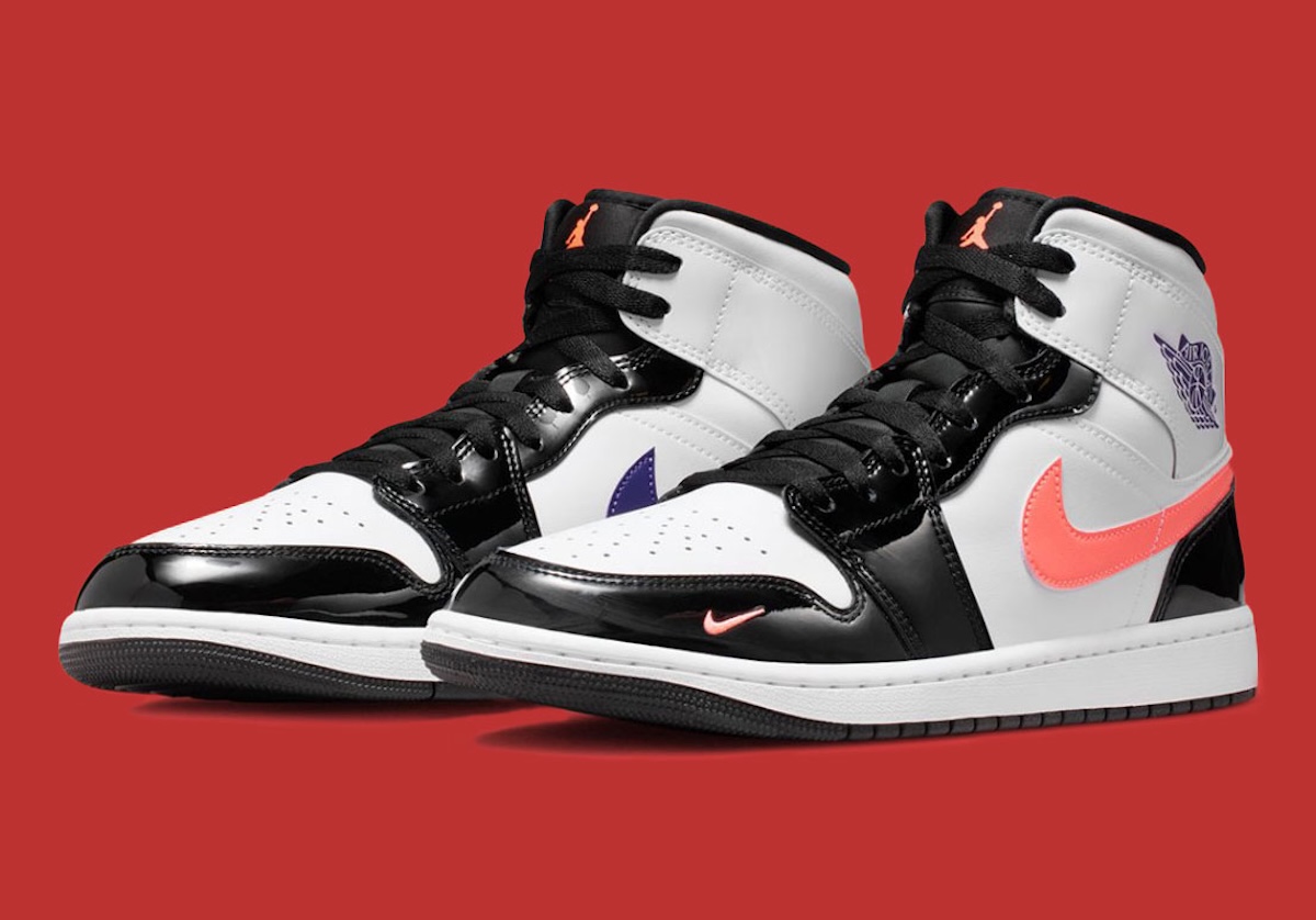 Black Patent Leather Sets The Tone On The Air Jordan 1 Mid “Court Purple/Bright Mango”