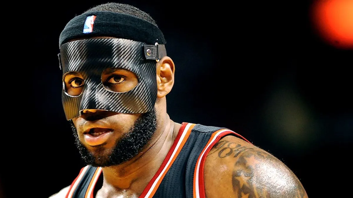 LeBron James wearing the Black Masked Menace during his time with the Miami Heat