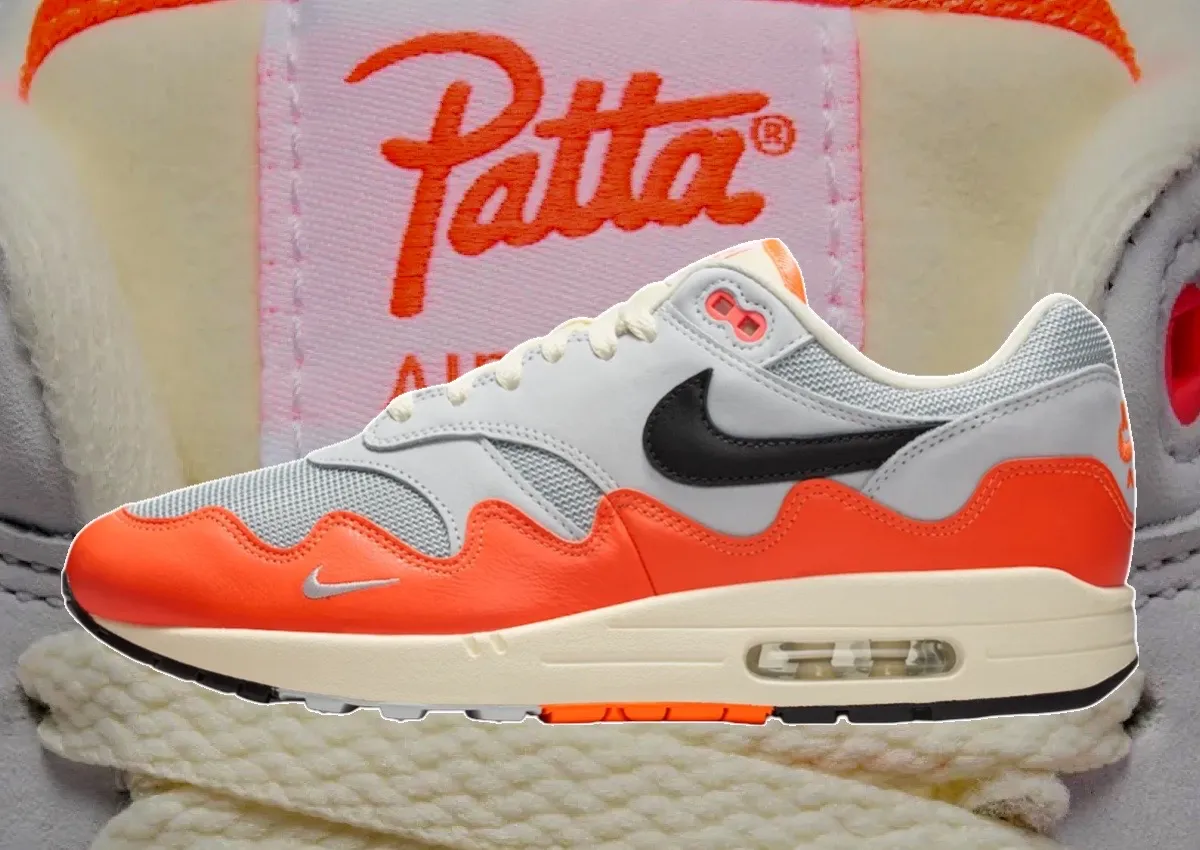 Official Photos Of The Patta x Nike Air Max 1 Waves “Hyper Crimson”
