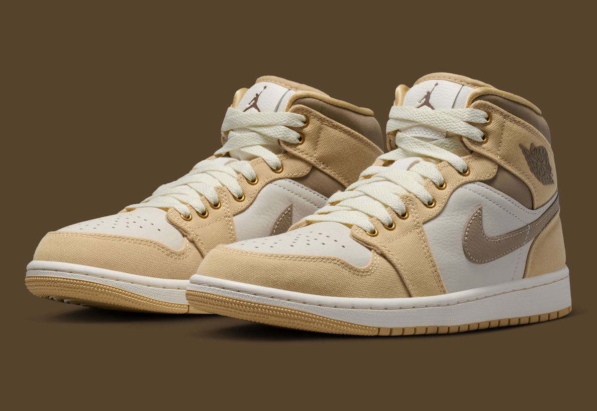 Air Jordan 1 Mid SE “Khaki/Sesame” Debuts With Canvas Layers For Summer 2026