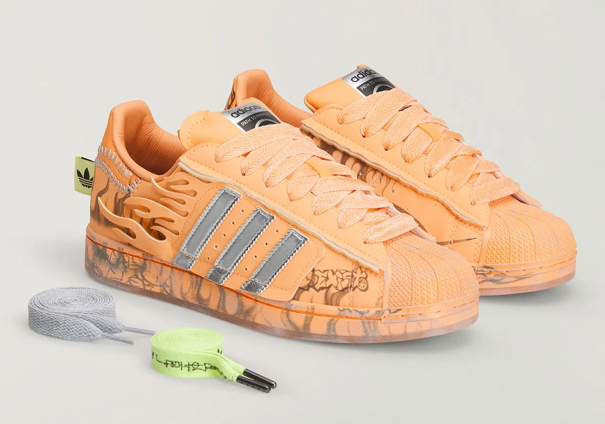 Official Photos of the Hellstar x adidas Superstar “Hazy Orange”