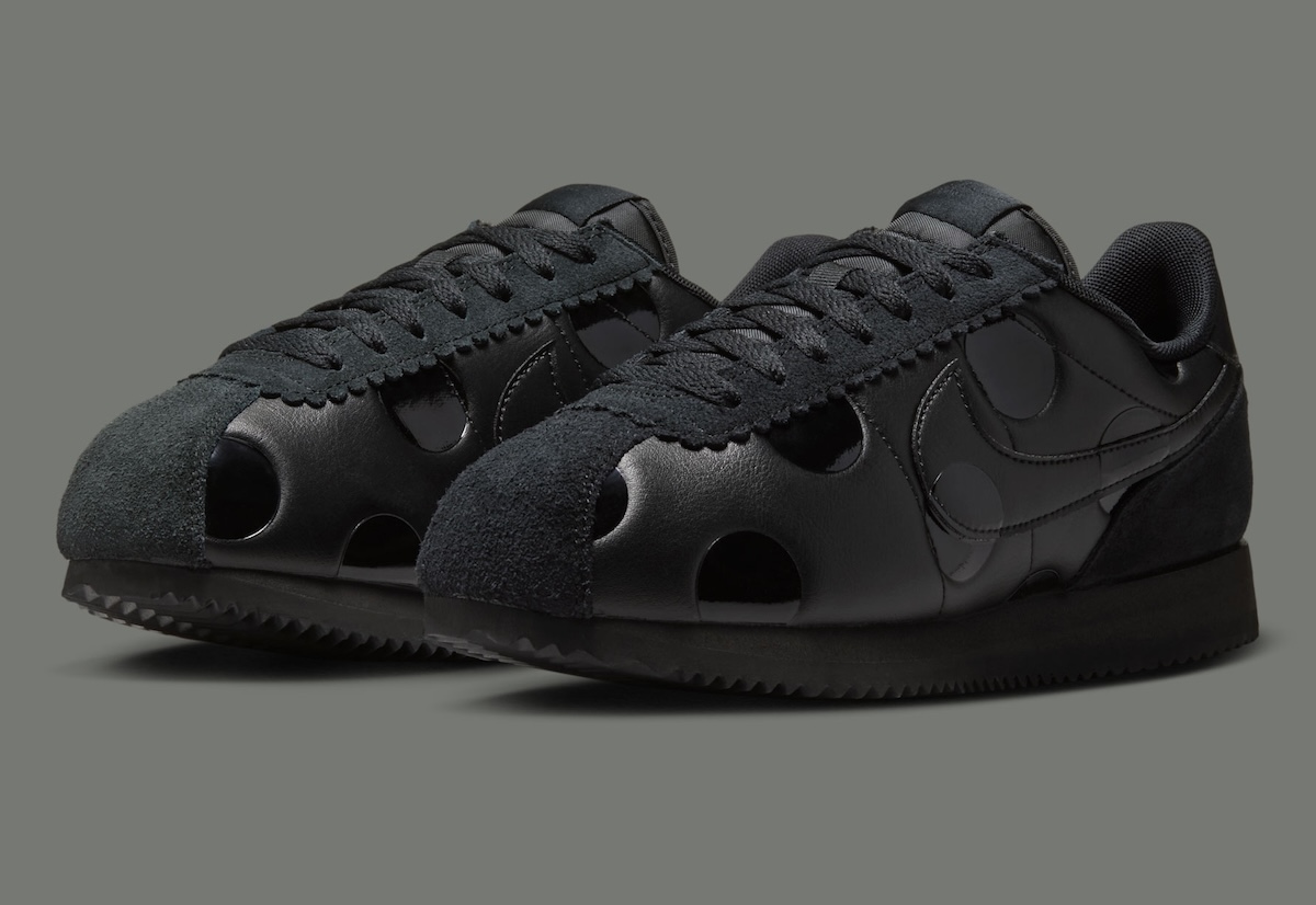 Nike Dresses The Cortez in Glossy Black Polka Dots