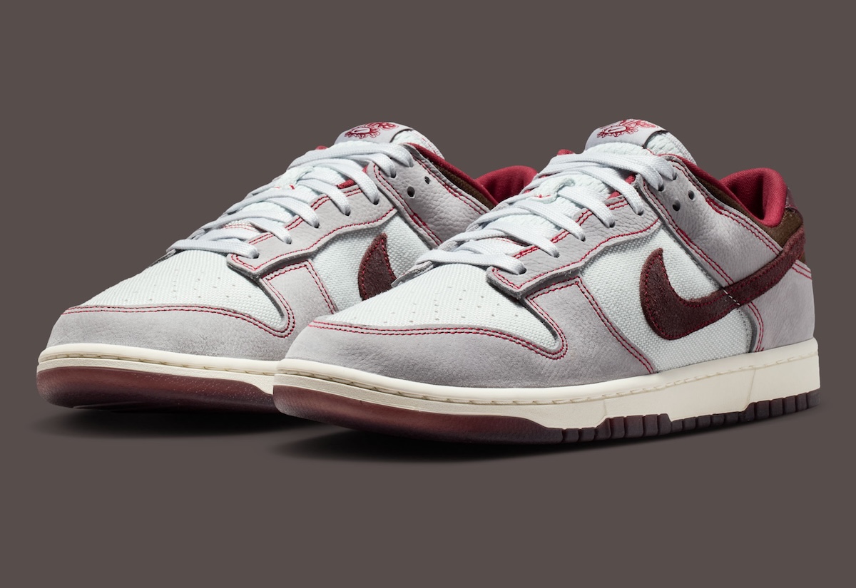 Nike Dunk Low Canvas “Pure Platinum/Burgundy Crush” Adds Aged Style To A Classic Favorite