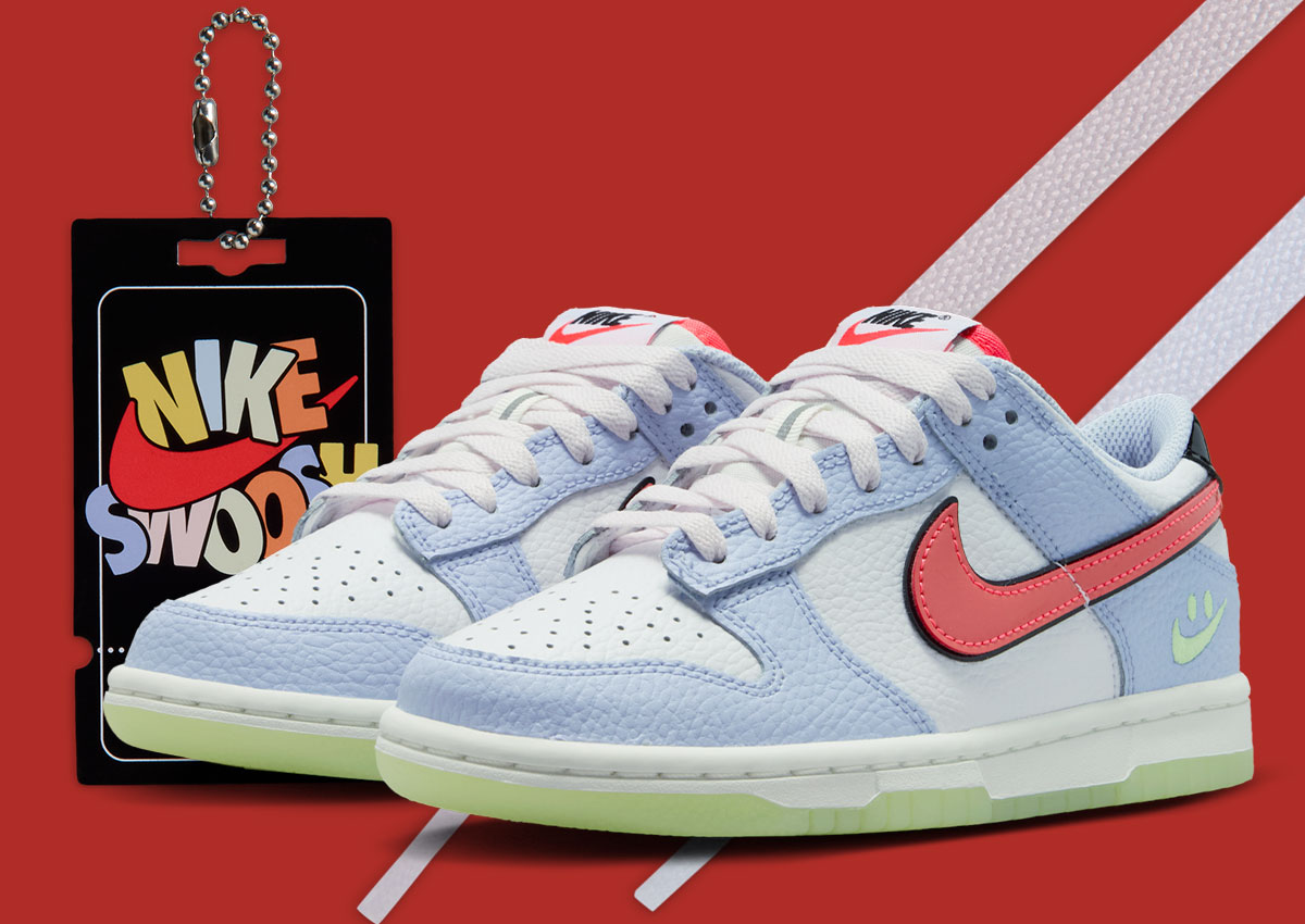 Nike Dunk Low GS “Smiley Swoosh” Comes With Glow Soles