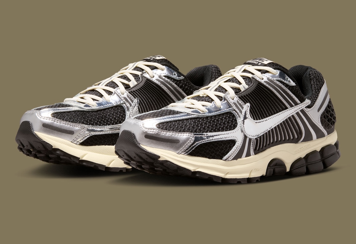 This Black Nike Zoom Vomero 5 Shines With Metallic Silver Overlays