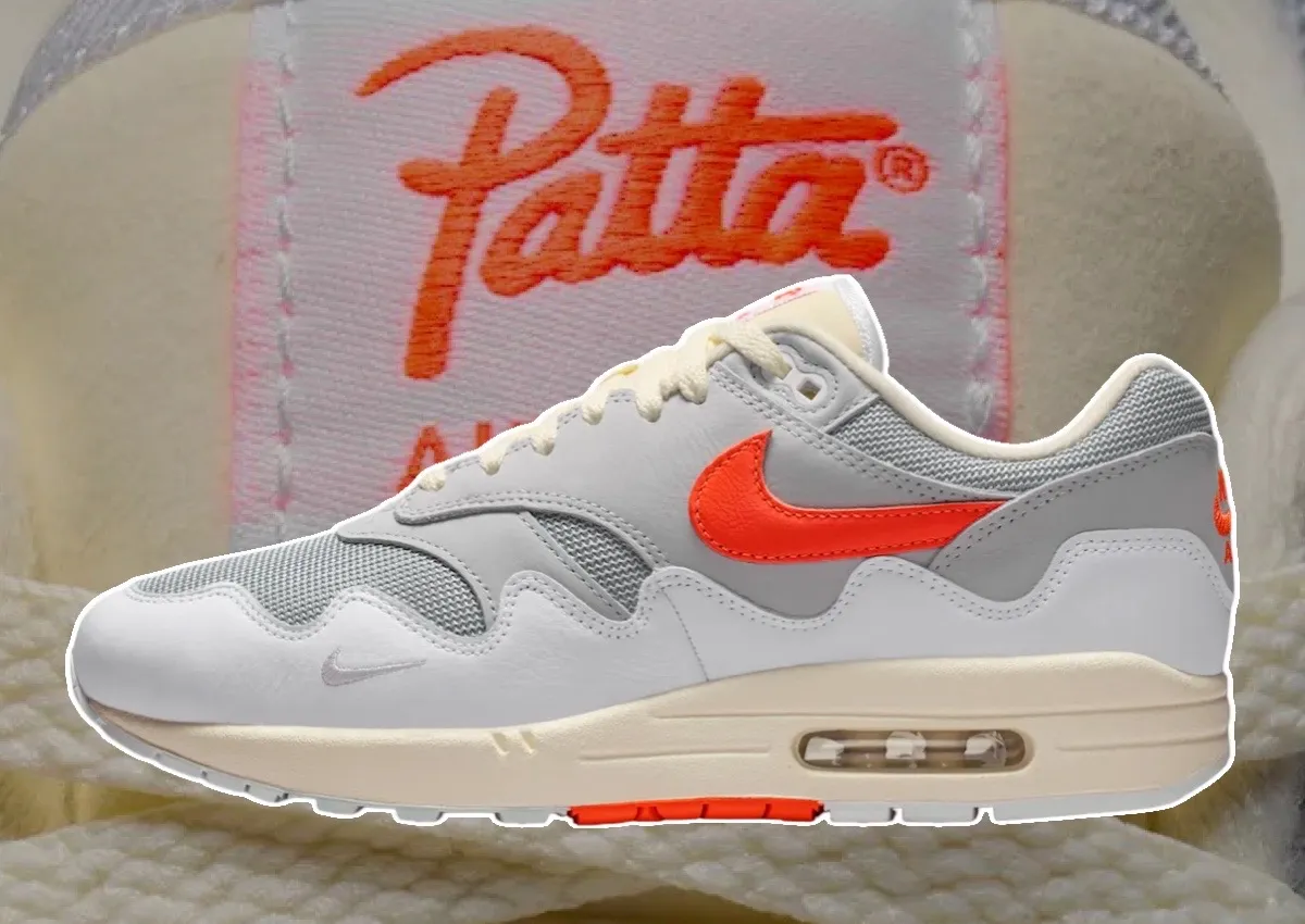 Official Photos of the Patta x Nike Air Max 1 “White/Hyper Crimson”