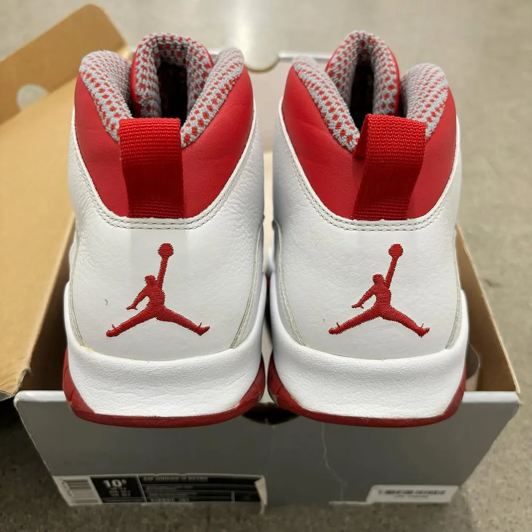 Air Jordan 10 Retro Red Steel from 2005 showing heel tabs with Jumpman logos