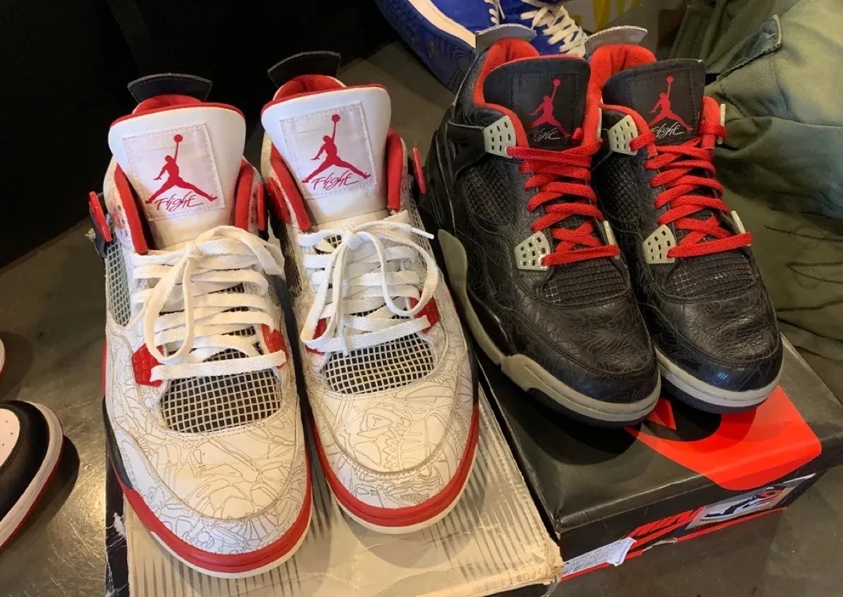 Air Jordan 4 Laser Pack side-by-side from 2005