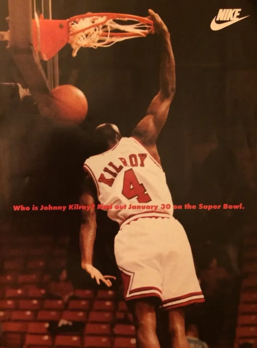 Michael Jordan dunking as Johnny Kilroy