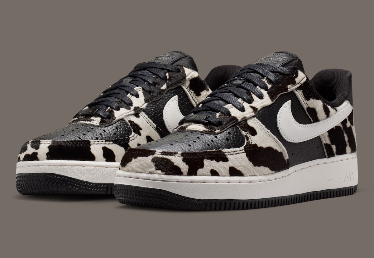 Nike Air Force 1 Low “Cow Print” Mixes Pony Hair And Black Leather