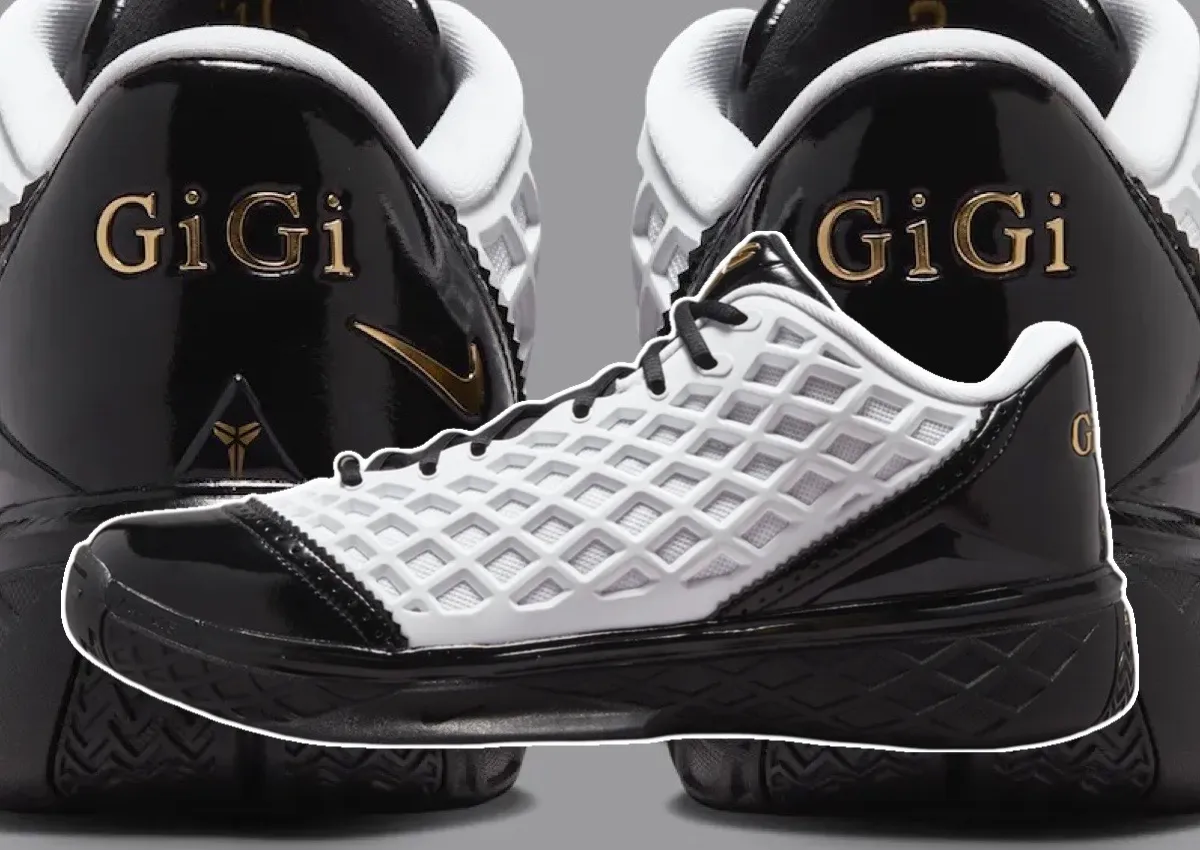 Nike Kobe 3 Low Protro Mambacita IQ3916-100 2026 hommage Gianna Bryant lattice TPU blanc cuir verni noir détails gold GiGi