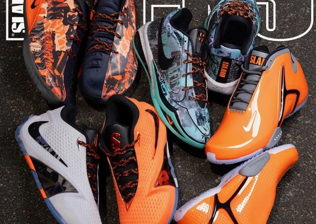 SLAM x Nike Basketball Collection featuring Sabrina 4, Ja 4, GT Cut 4, and Hyperflight with New York graffiti graphics and safety orange colorways - detail view 1