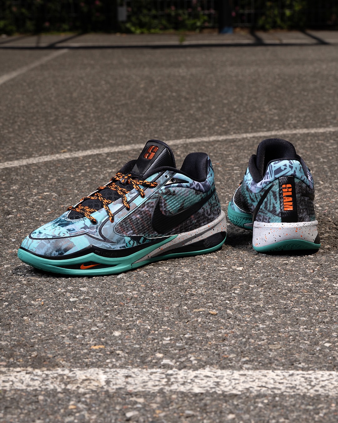 SLAM x Nike Basketball Collection featuring Sabrina 4, Ja 4, GT Cut 4, and Hyperflight with New York graffiti graphics and safety orange colorways - detail view 3