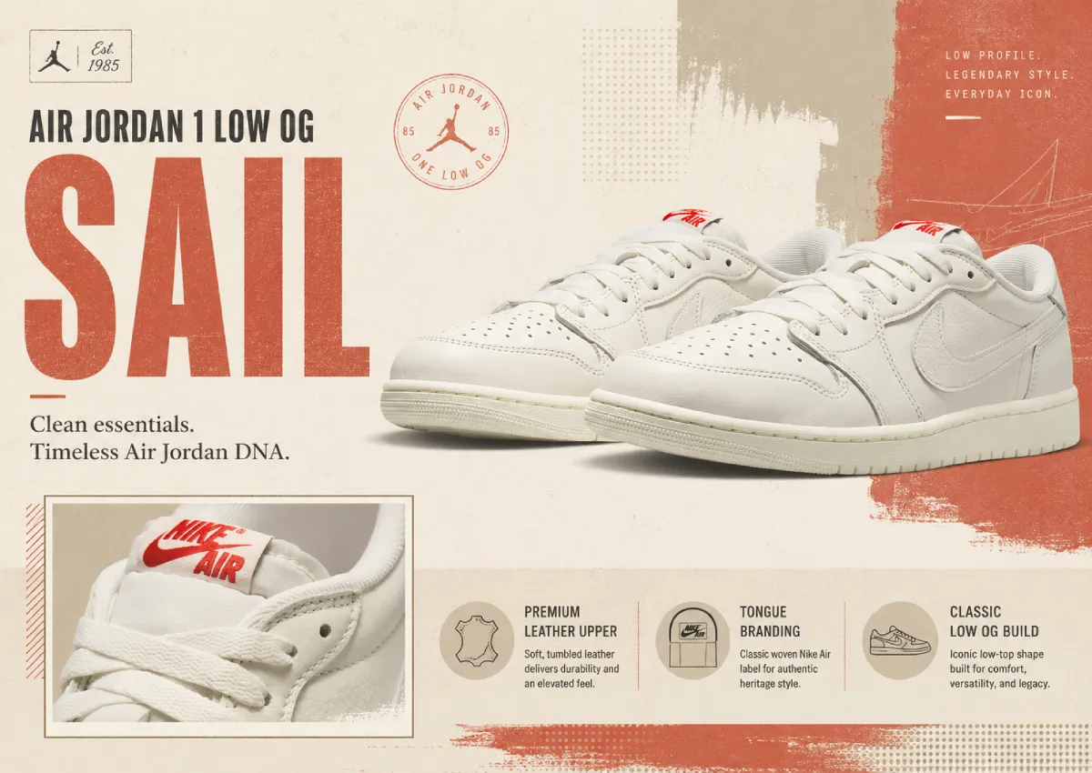 Official Photos of the Air Jordan 1 Low OG “Sail”