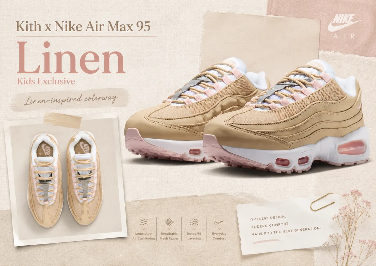 Kith x Nike Air Max 95 “Linen” Releasing in Kids’ Sizing