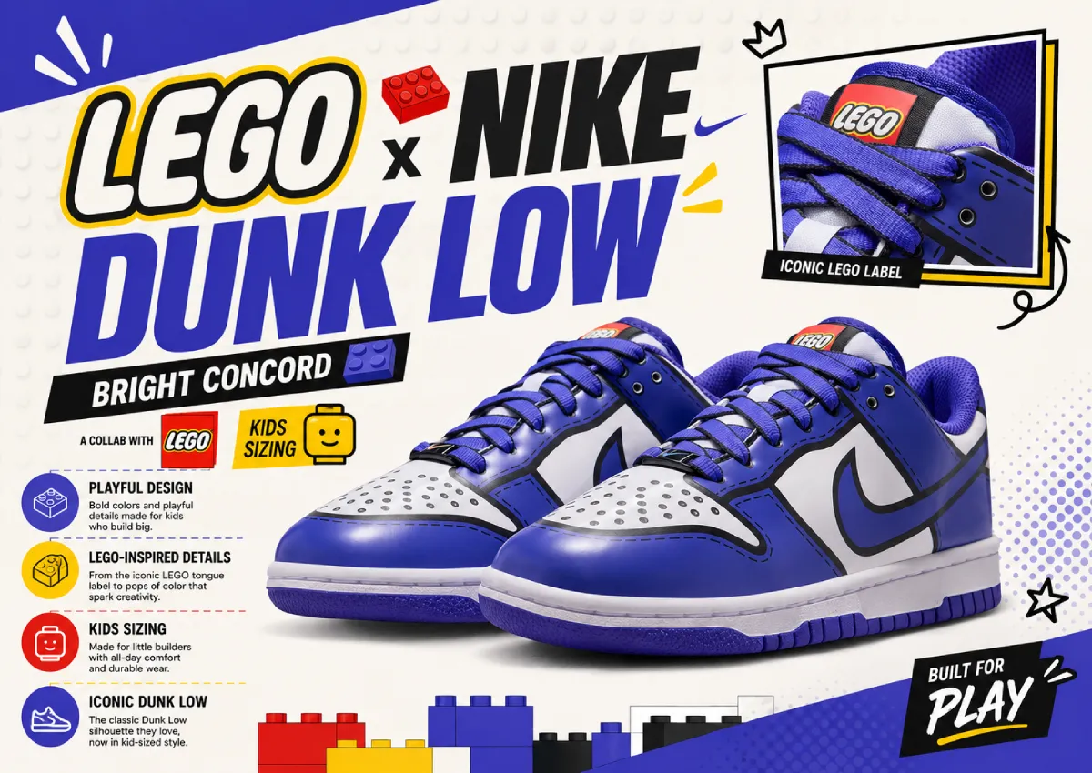 LEGO x Nike Dunk Low “Bright Concord” Releases June 2026