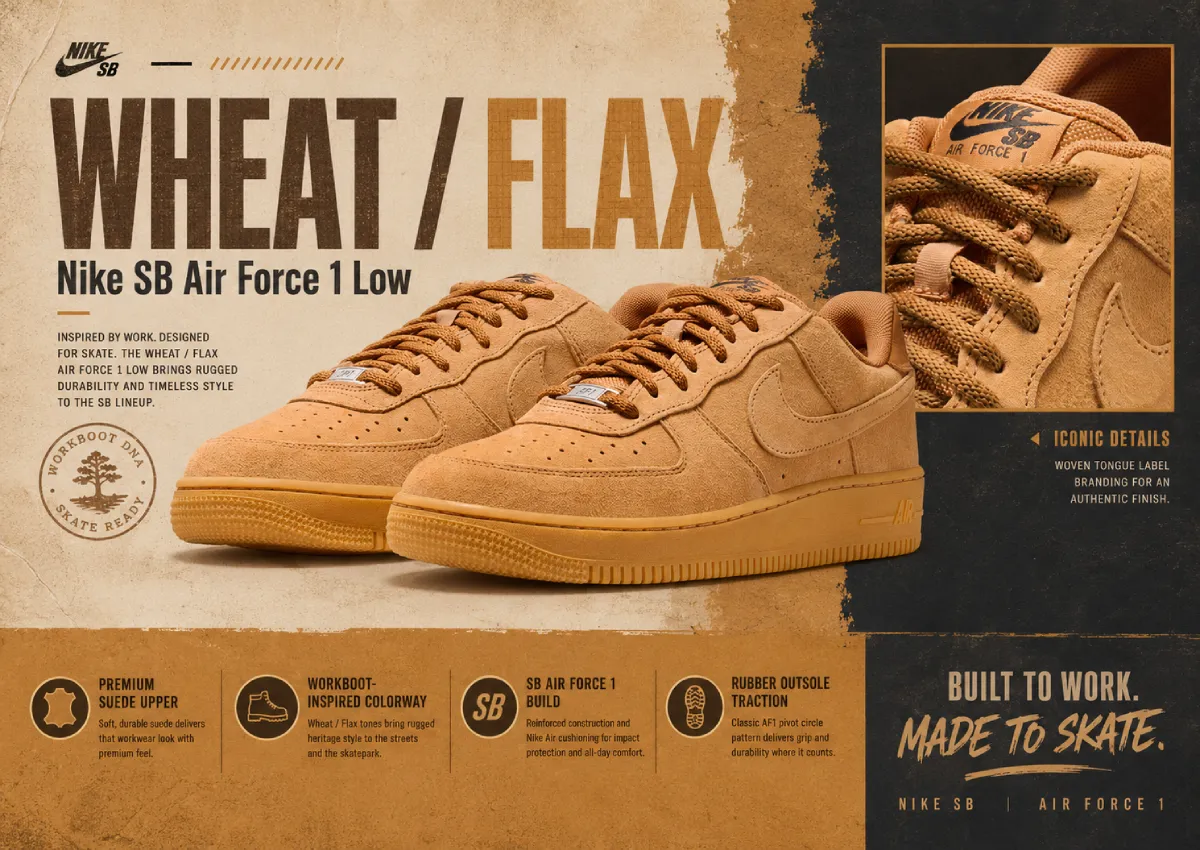 Nike SB Air Force 1 Low “Wheat” Releases June 2026