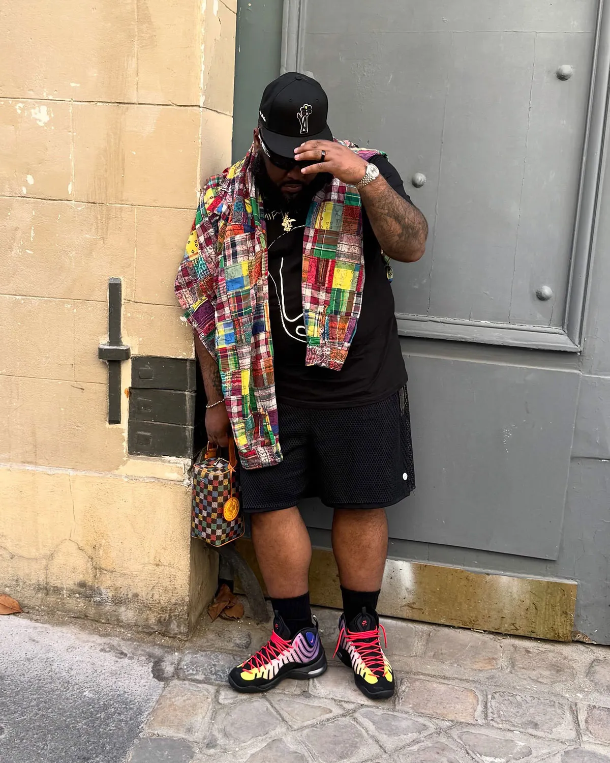 Jae Tips wearing the Supreme Nike Air Bakin at Paris Fashion Week