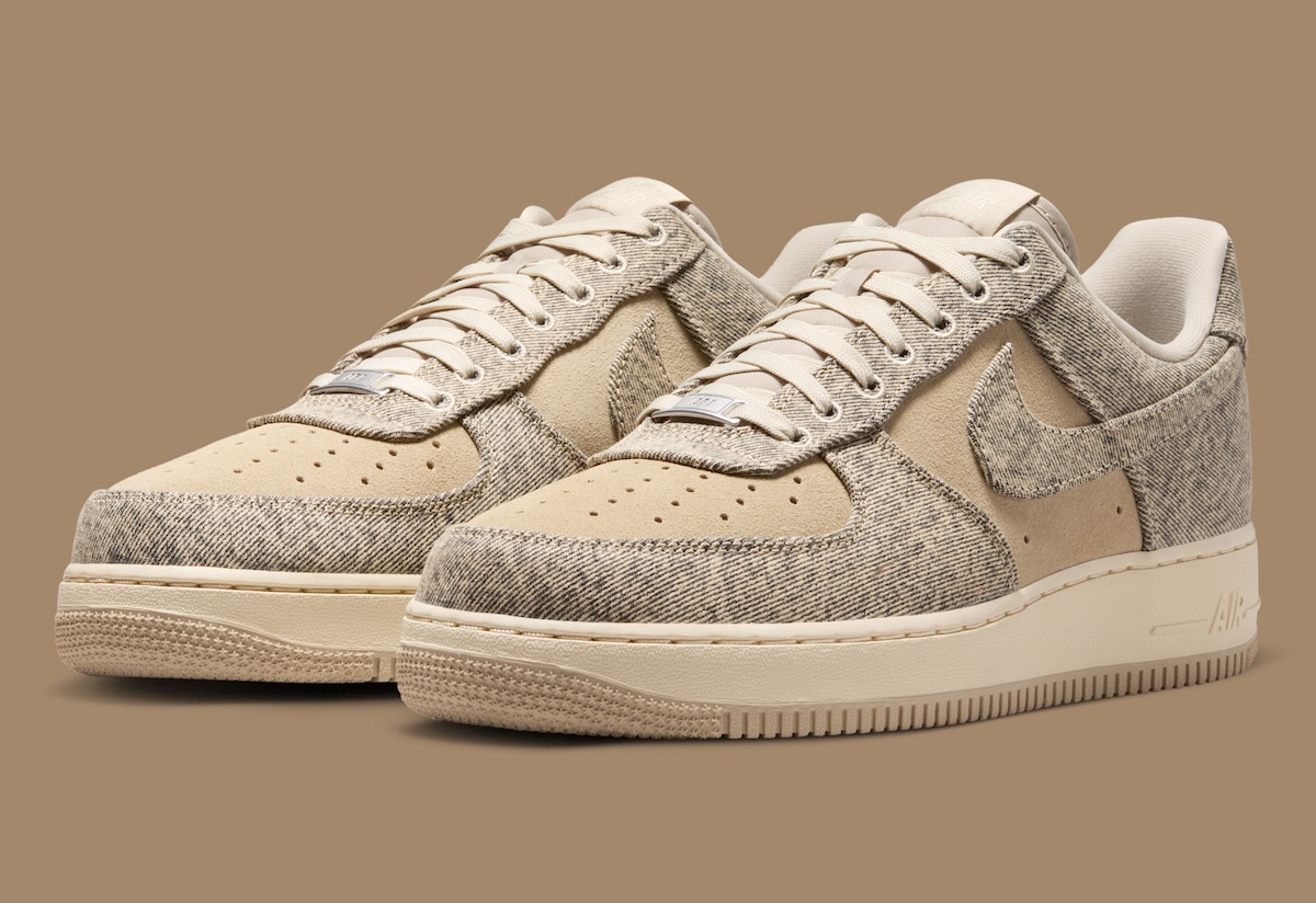 Nike Air Force 1 Low “Desert Khaki Denim” Mixes Suede and Washed Denim