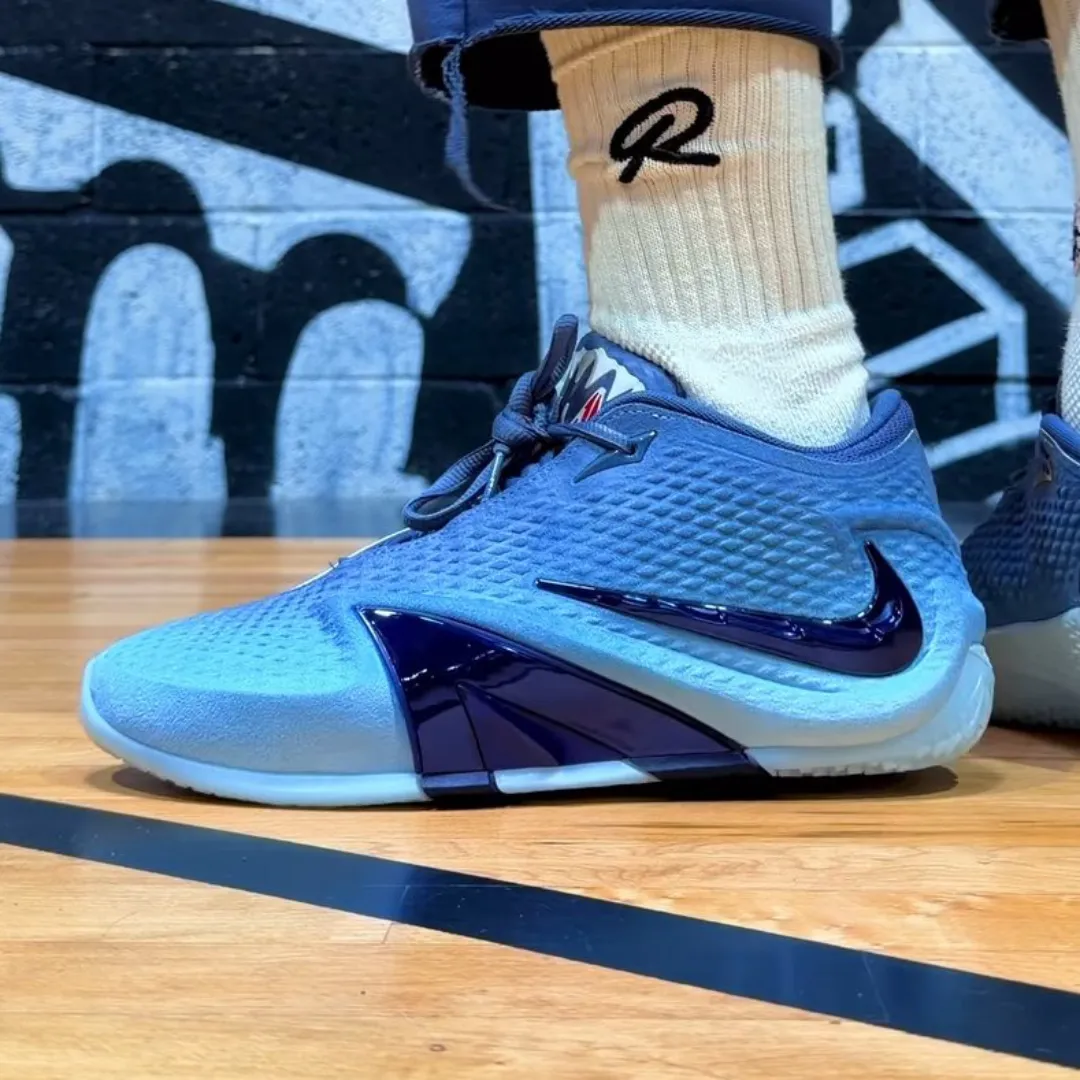 Nike Ja 4 Jaws Deep Water colorway featuring shark-tooth graphics and blue gradient upper, releasing September 18, 2026 - detail view 3