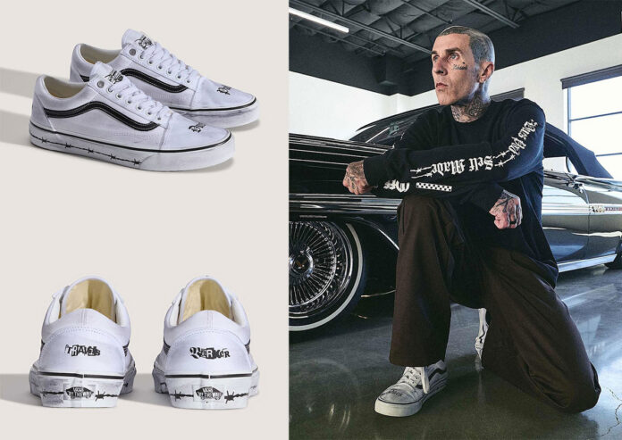 Travis Barker x Vans Old Skool “White” Comes Distressed With Barbed Wire Details