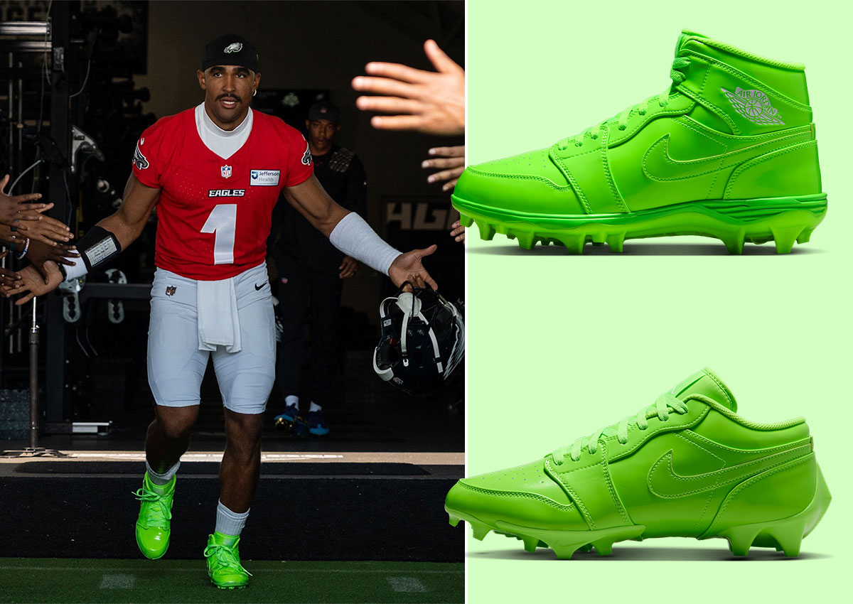 Jalen Hurts Debuts Air Jordan 1 TD “Electric Green” Cleats