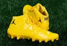 Detailed Look at Michigan Football’s Air Jordan 11 “Maize” Cleats