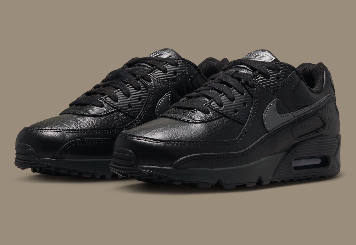 Nike Air Max 90 Goes Stealth Mode With “Black Croc Leather”