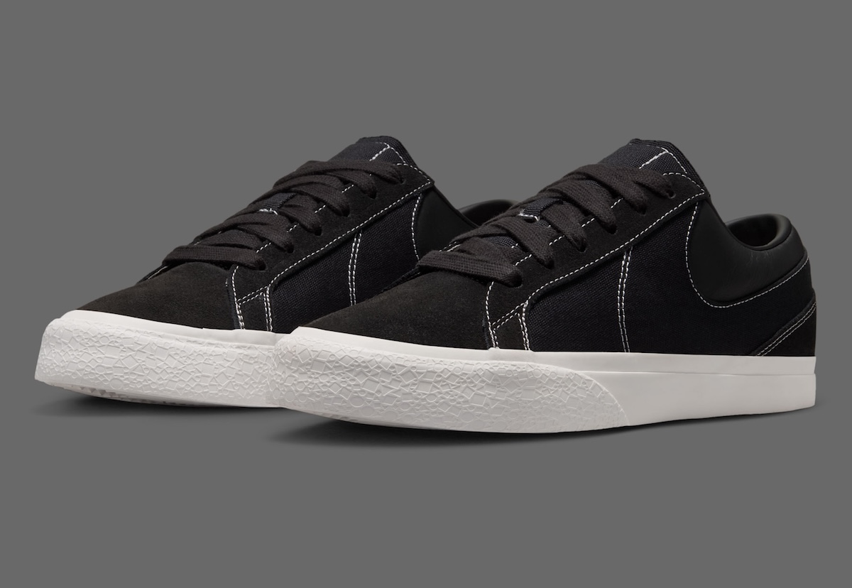 Nike Blazy sneaker with exaggerated heel-drag sole detail, canvas upper with contrast stitching logo outline - detail view 2