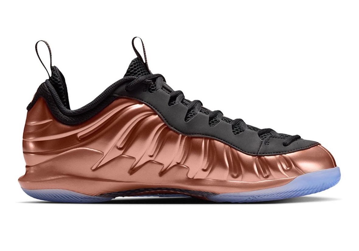 Nike Vapor X Posite in Copper colorway, side profile showing molded Foamposite upper and tennis-inspired lower silhouette - detail view 4
