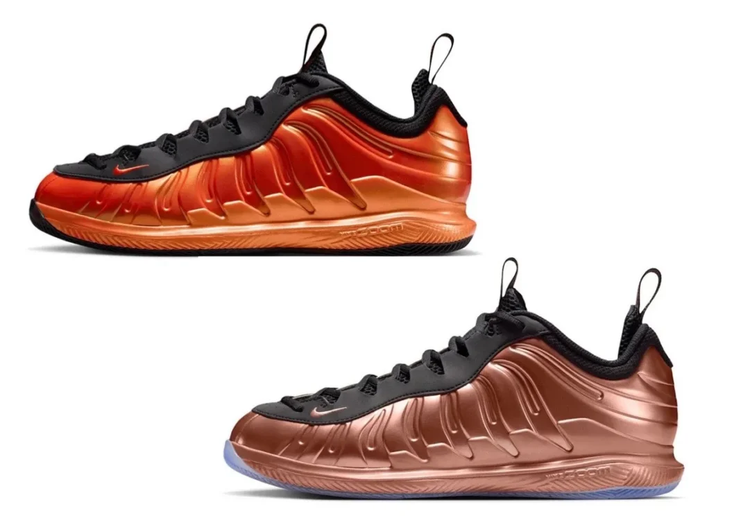 Nike Vapor X Posite in Copper colorway, side profile showing molded Foamposite upper and tennis-inspired lower silhouette - detail view 1