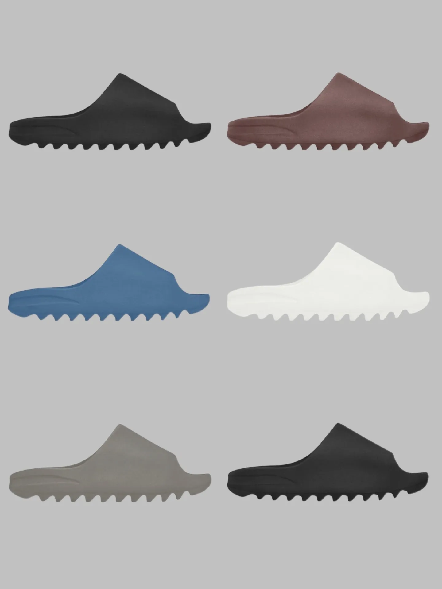 Yeezy YS-01 Slide in multiple colorways showing molded foam construction and minimalist design - detail view 3