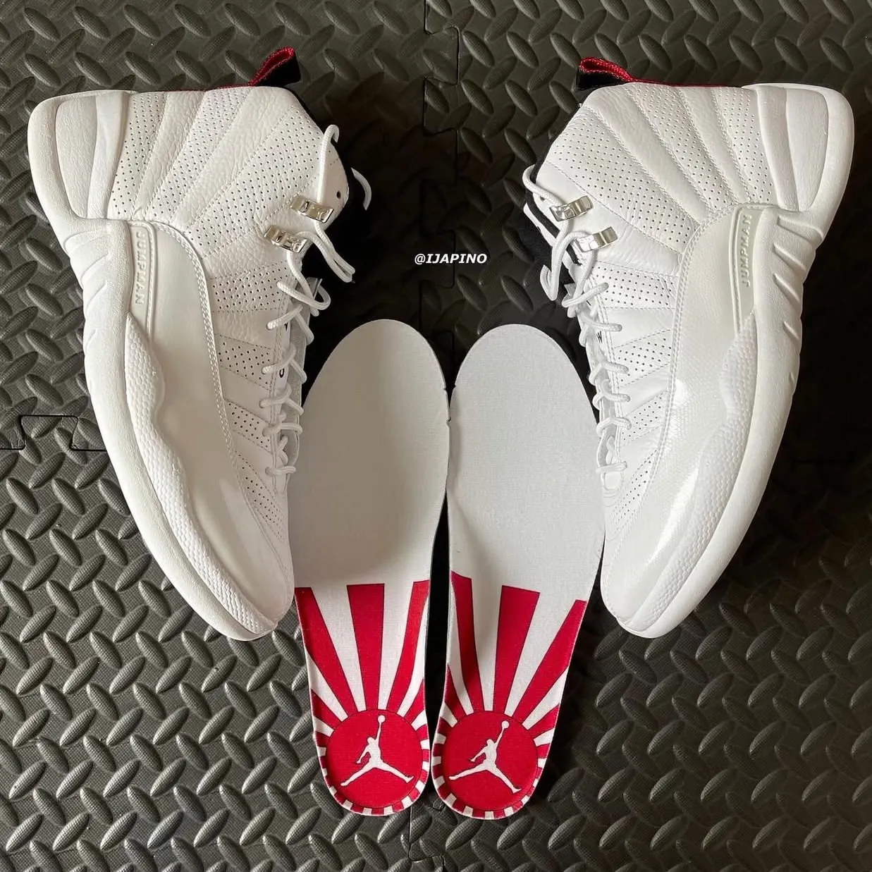 Air Jordan 12 Rising Sun with original, banned insoles.
