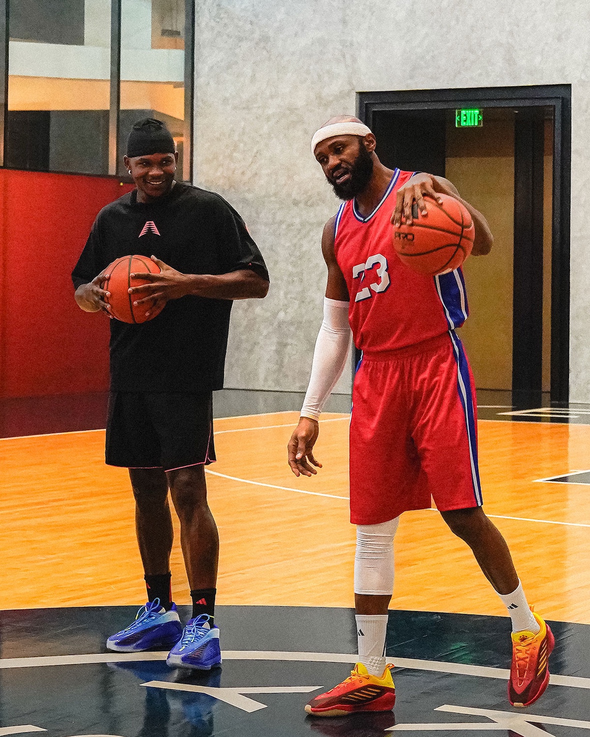 Anthony Edwards in Manila with NBA lookalikes wearing adidas Believe That 1 and Anthony Edwards 2 Philippines exclusive colorways - detail view 4