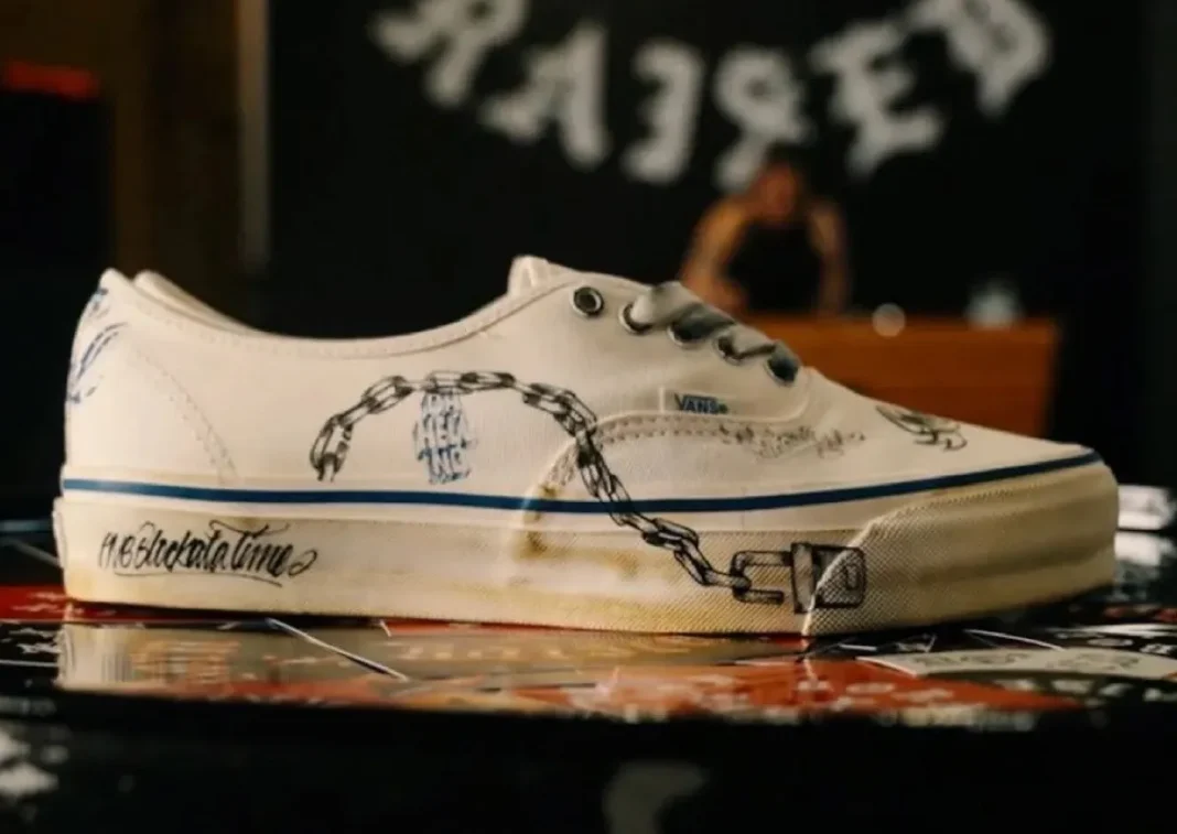 Born X Raised x Vans Authentic collaboration shoe shown at House of Vans Mexico City event - detail view 1