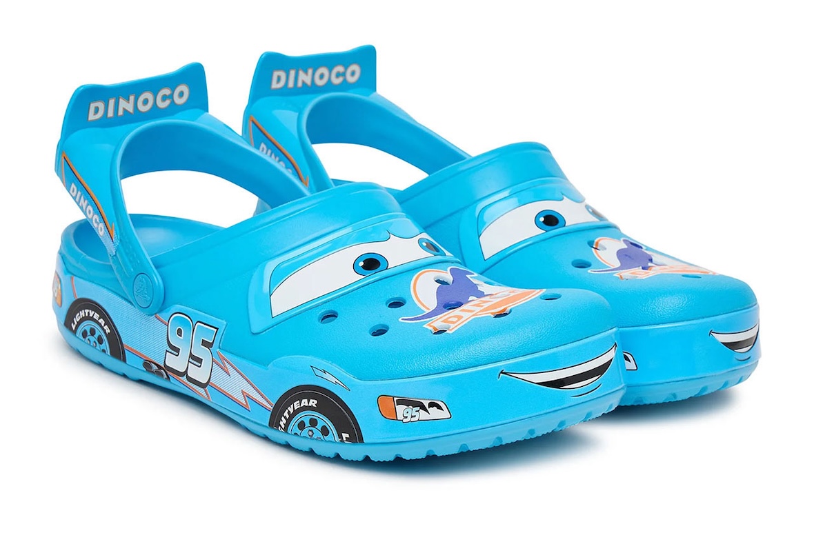 Lightning McQueen Goes Dinoco Blue on the New Cars x Crocs Clog