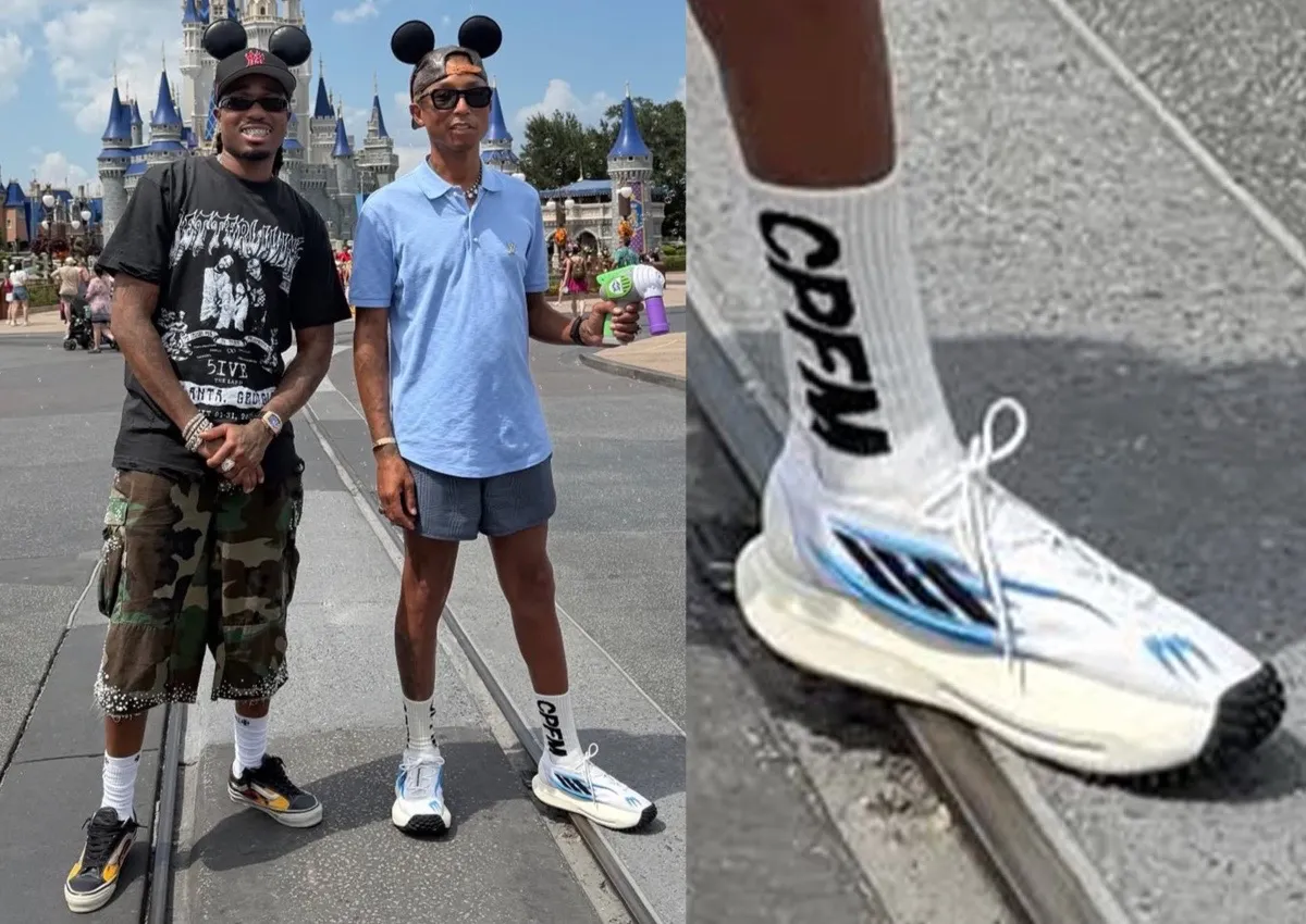 Pharrell Wears a New adidas Silhouette at Disney World