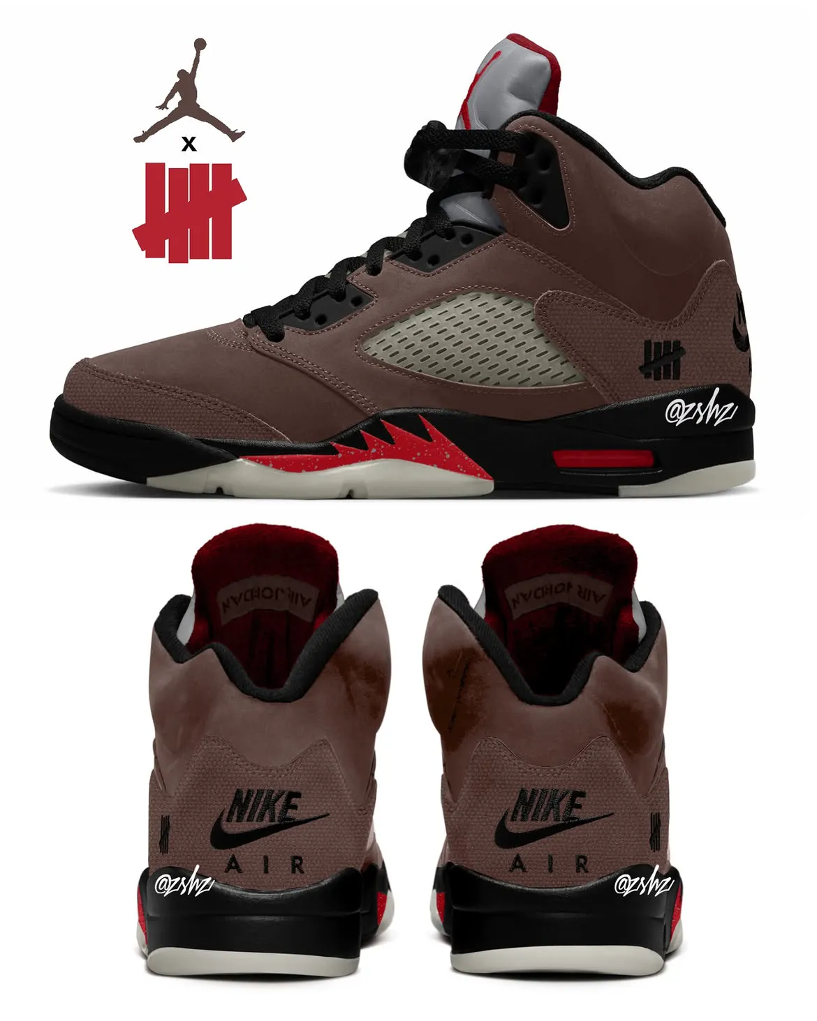 Undefeated Air Jordan 5 Light Chocolate 2027 mockup
