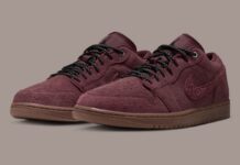 Air Jordan 1 Low “Dark Team Red” Gets a Full Suede Makeover