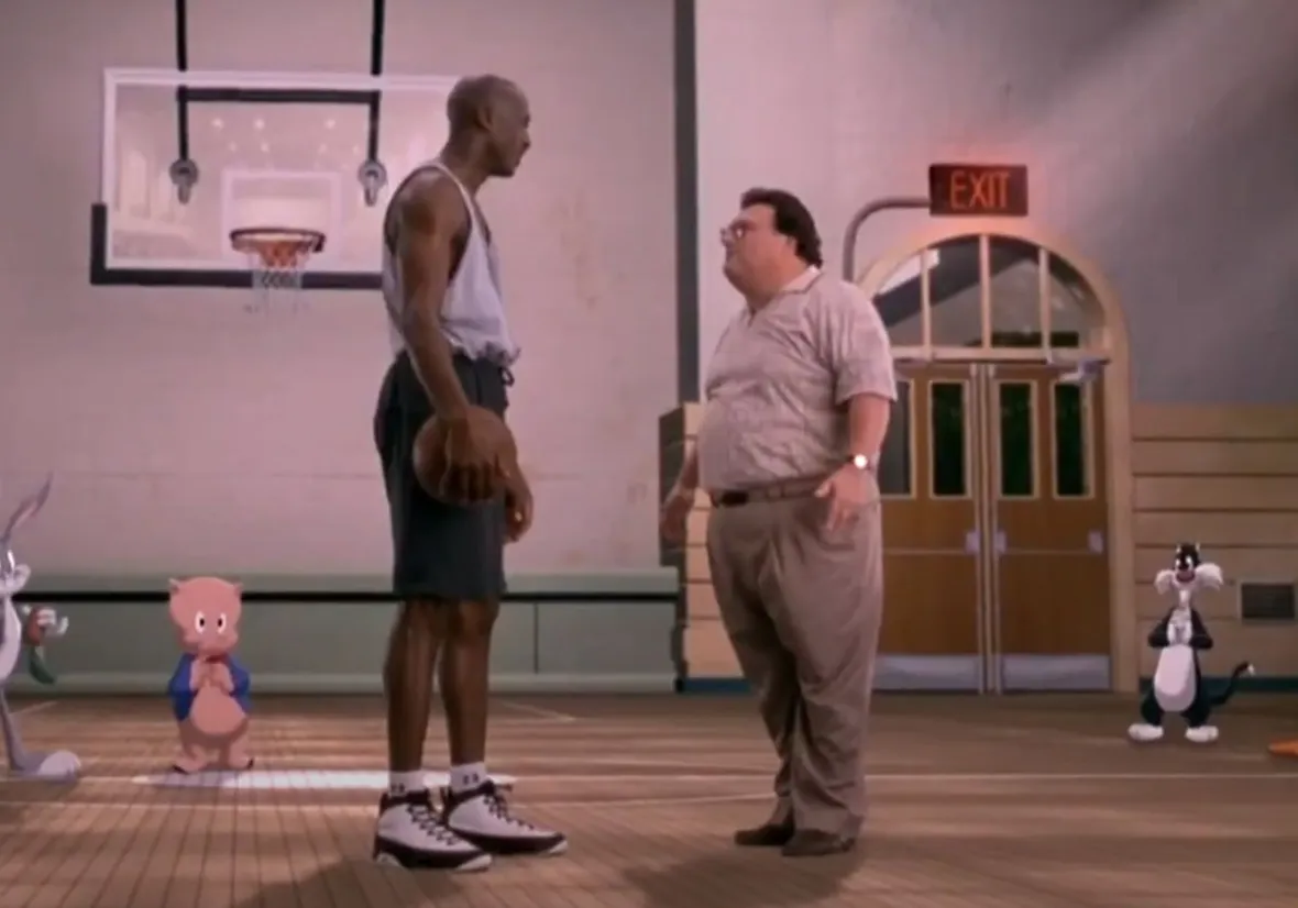 Michael Jordan wearing the Air Jordan 9 in Space Jam