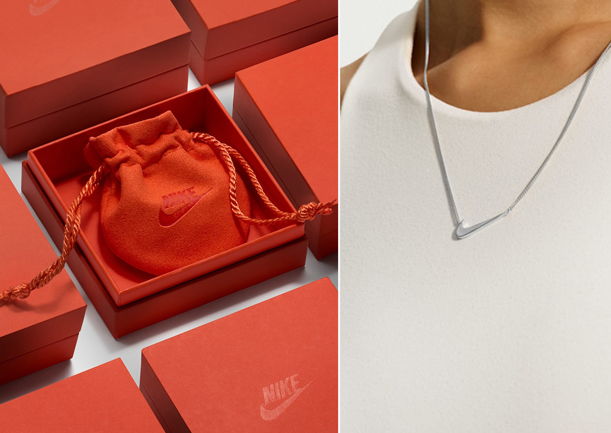 Nike Swoosh Jewelry Collection Includes Necklaces and Hoop Earrings